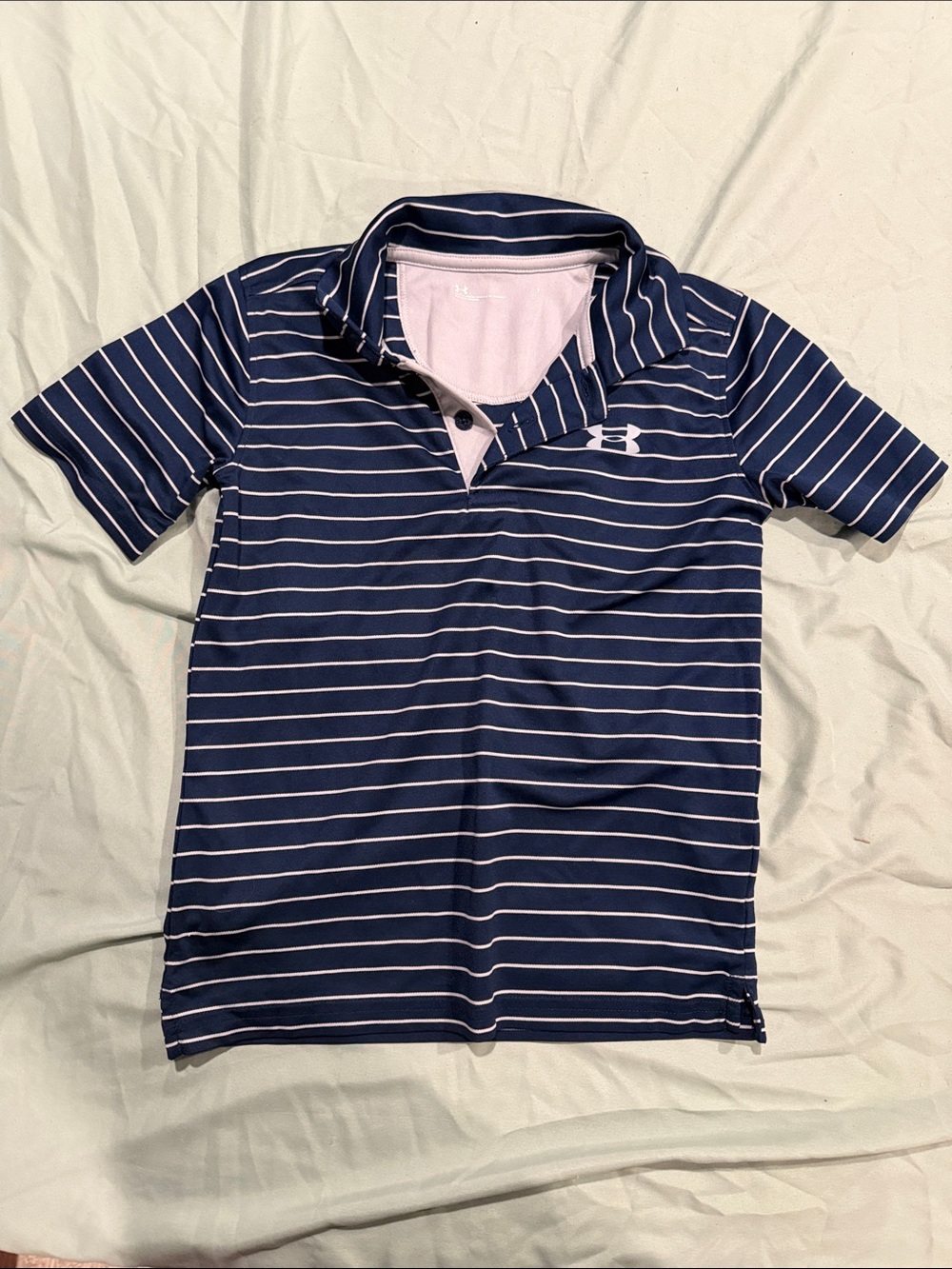 Under Armour Navy and White Striped Polo